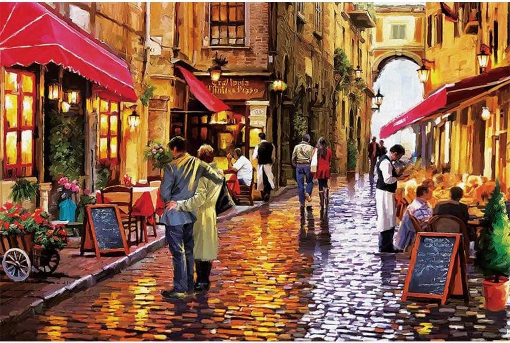 Puzzle 1000 Piece,Puzzle Art 1000 Pieces,Jigsaw Puzzles Landscapes Adults,Puzzle Fit Together Perfectly,Puzzle for Funny Family Games,Home Decoration(Romantic Street,27.5x19.6Inch)