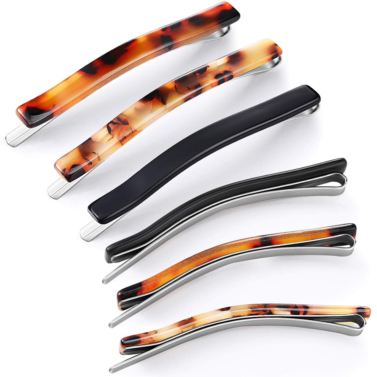 6 Pieces Stay Tight Hair Barrette Classic Hair Barrette Elegant Handmade Celluloid Hair Clip Barrette No-Slip Ponytail Holders for Women Girls Hair Accessories (Light Colors)