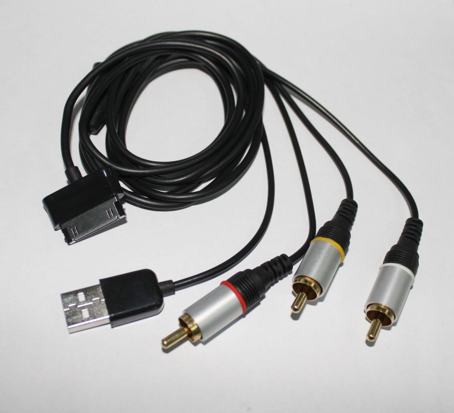 AV Audio Video Charge USB Cable for Samsung Galaxy Tab Tablet P1000 - Watch Videos on TV - Connect to Radio