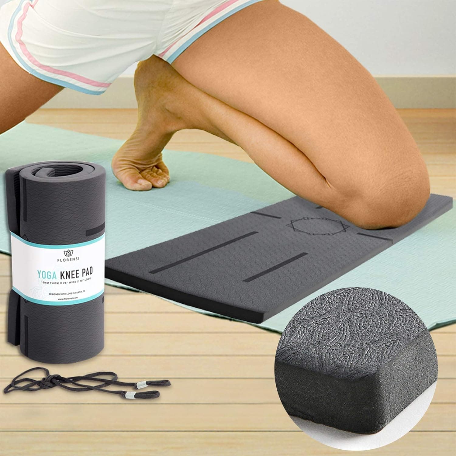 Florensi Knee Pad - Ultra Soft, Multifunctional Kneeling Pad for Pain-Free Workouts - Foam Pad Support for Knees During Exercise - Garden Kneeler, Yoga Accessory, Bath Kneeler or Workout Mat