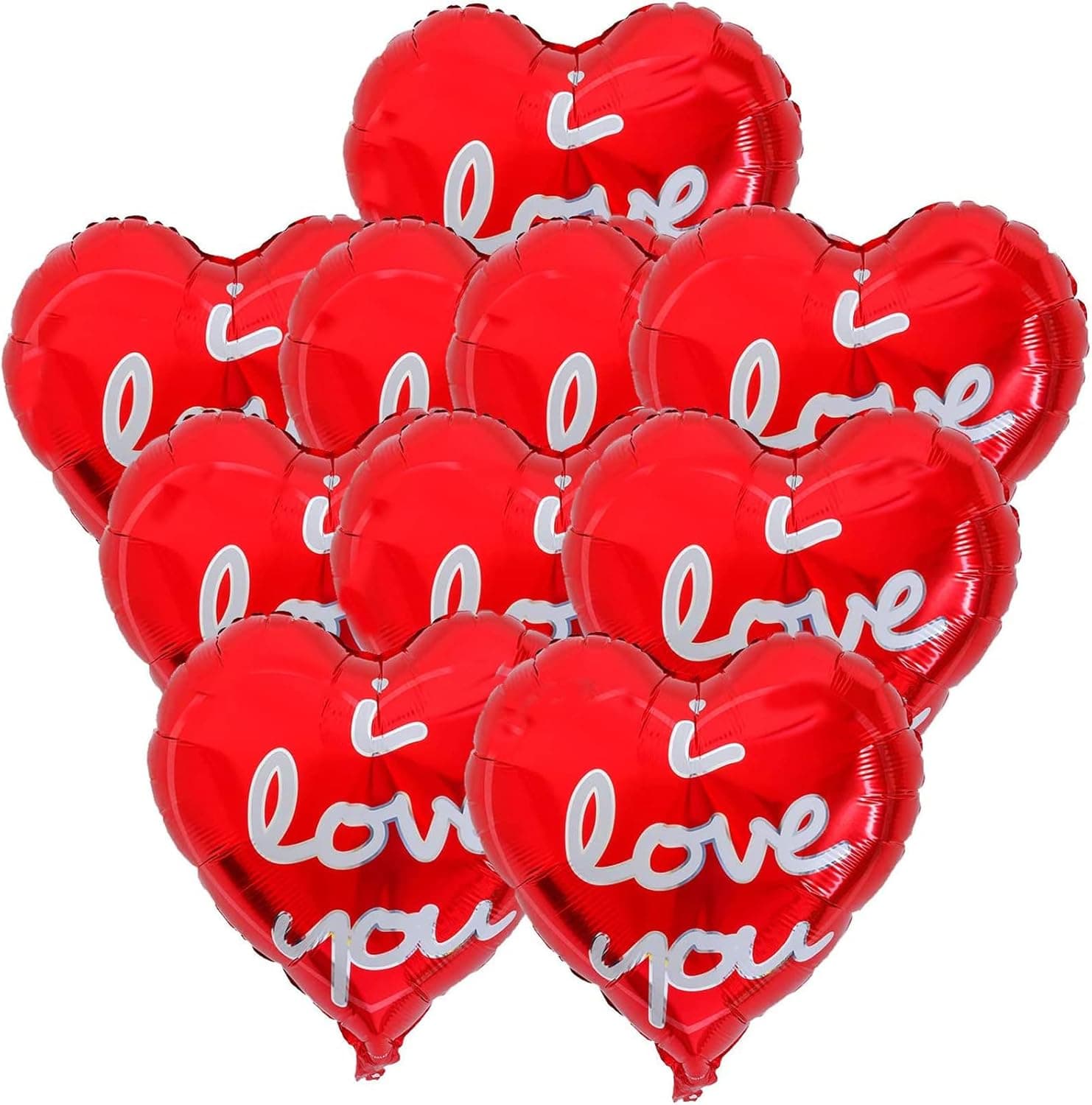 BinaryABC Valentines Day Decorations Balloons,Love Heart Foil Balloons,i Love You Balloon,10Pcs(Red)