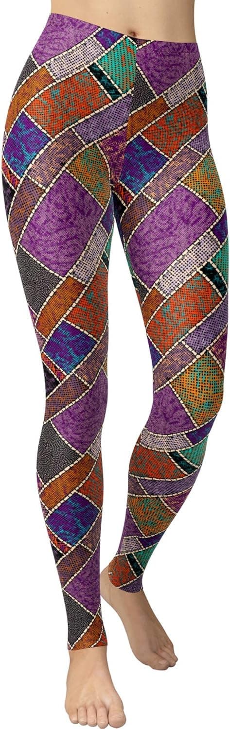 VIV Collection Women's High Waist Plaid & Seasonal Print Fashion Leggings Brushed Soft