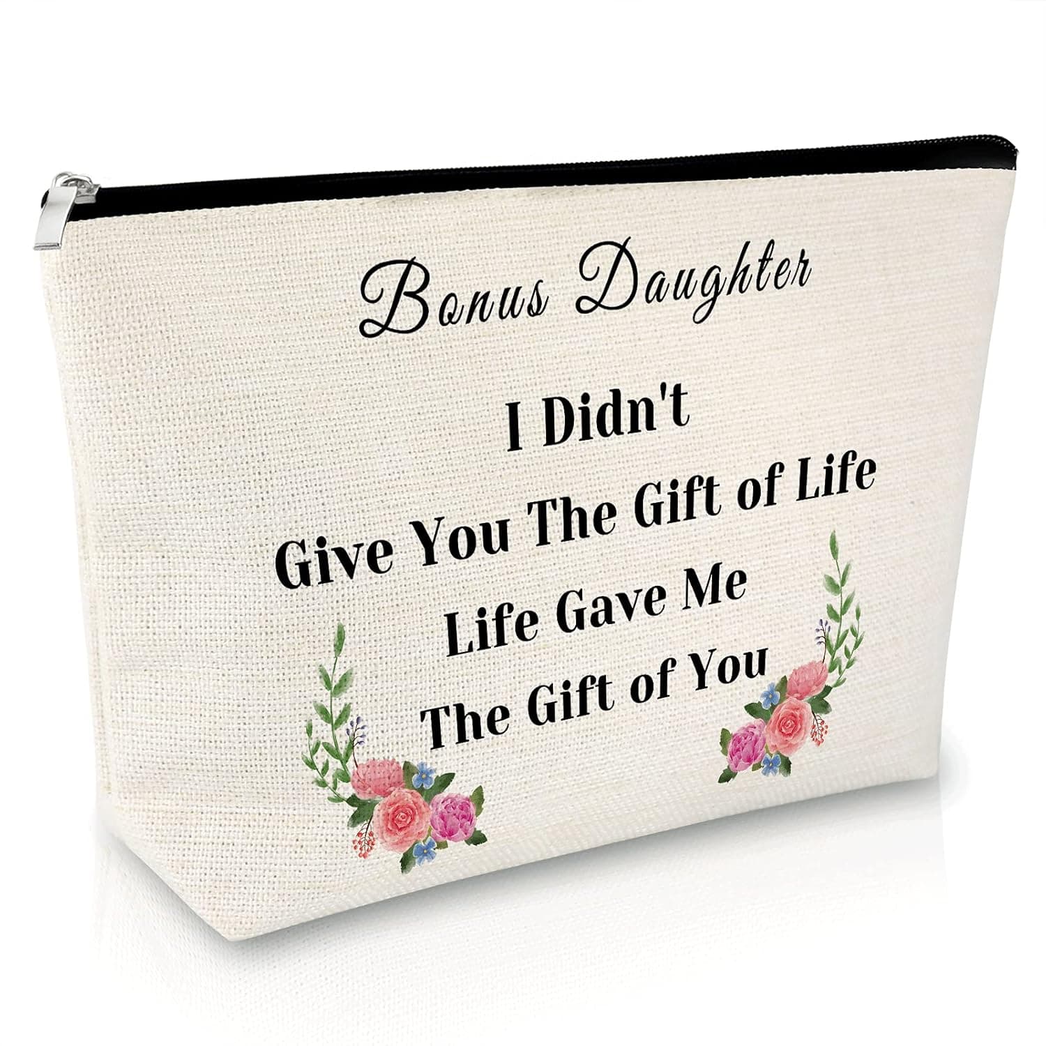 Bonus Daughter Gifts Makeup Bag Step Daughter Gifts from Stepmom Stepdad Daughter in Law Wedding Gift Cosmetic Bag Birthday Gift Idea Adoption Gift Christmas Valentines Day Gifts Travel Cosmetic Pouch