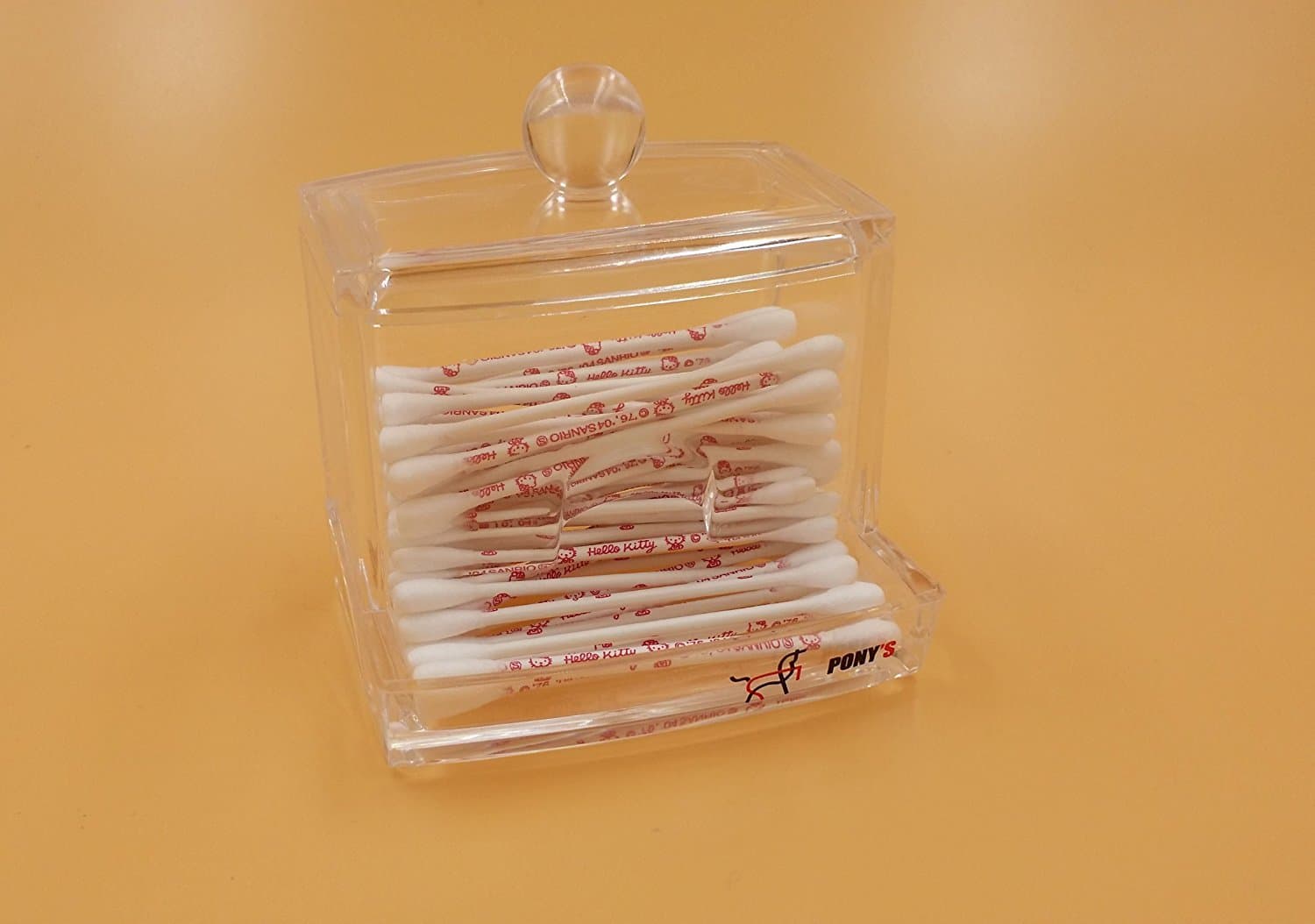 PONY'S Transparent Cotton Swabs Holder - Sturdy & Clear Plastic- Right size for Q-tips -Refillable Durable & Stylish
