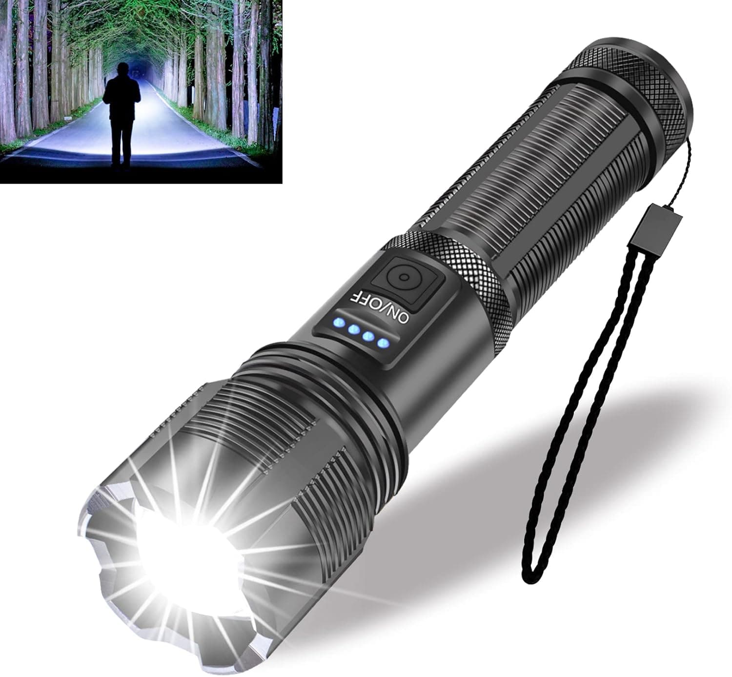 Northlet Rechargeable Flashlights 10000 High Lumens, Mini Handheld Flashlights with 3000mAh Battery, 5 Modes, Zoomable, IPX7 Waterproof, USB Tactical Flashlights for Emergencies, Camping, Dog Walking