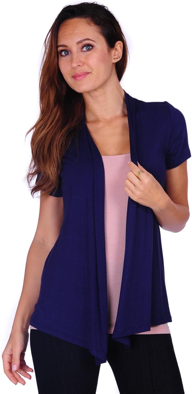 SR Womens Basic Draped Open Front Cardigan (Size: S-3X)