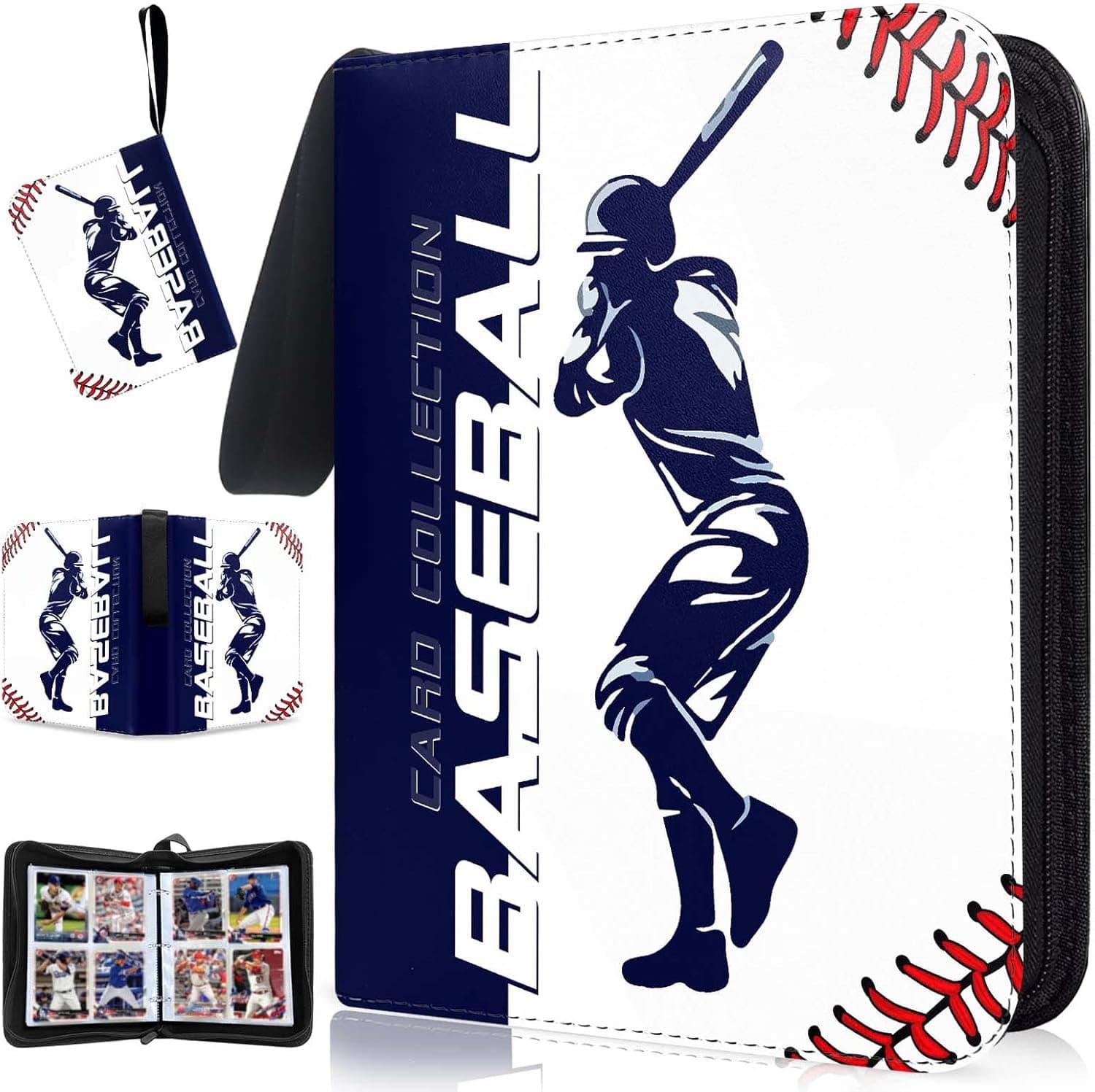 COARVXA 400 Cards Baseball Card Binder,4 Pocket with 400 Cards Trading Card Albums Sleeve Protectors,Card Storage Case Fits for Collecting Baseball,Hockey,Football,Basketball Or Gaming Trading Cards