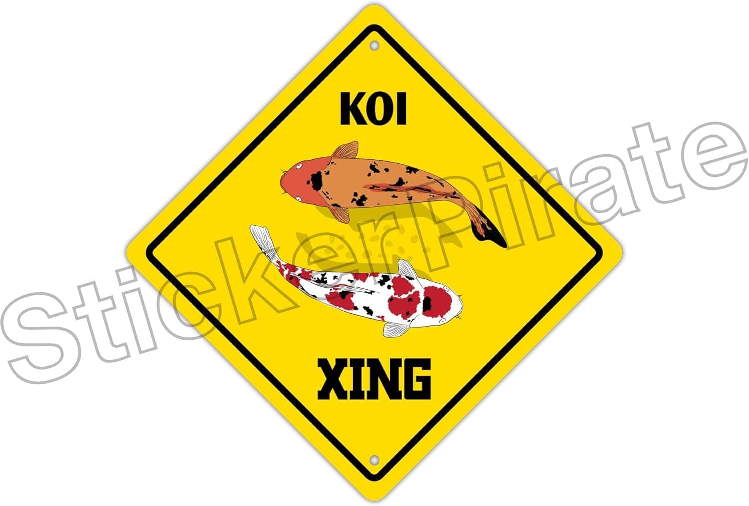StickerPirate Koi Crossing Funny Metal Novelty Sign Aluminum
