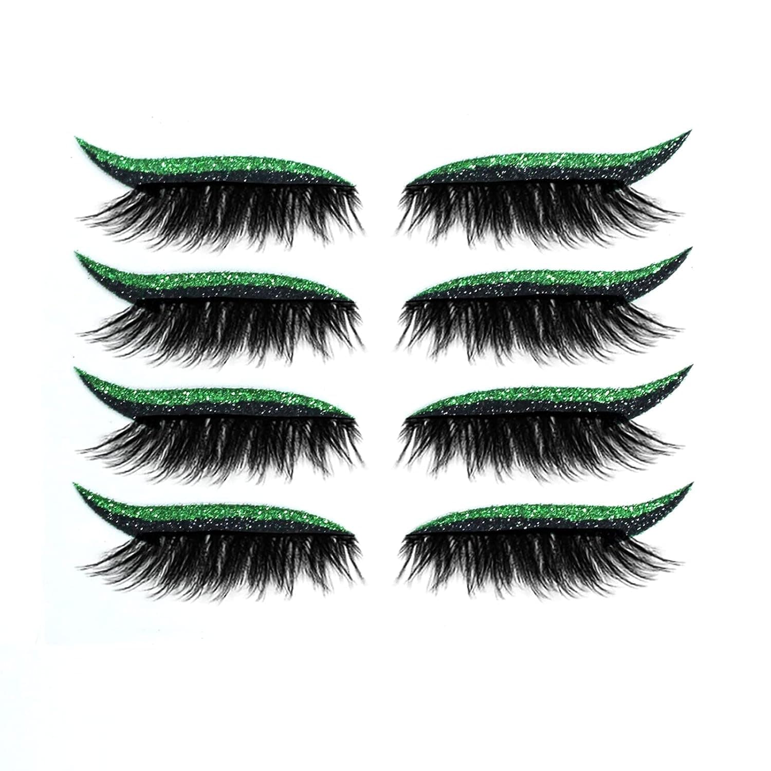 Balamii 4 Pairs Eyeliner Stickers with Eyelash for Eyes,Reusable Eyeliner Stickers False Eyelashes,Quick Easy Application for Women Eye Beauty False Eyelashes Natural and Fashion. (Green)