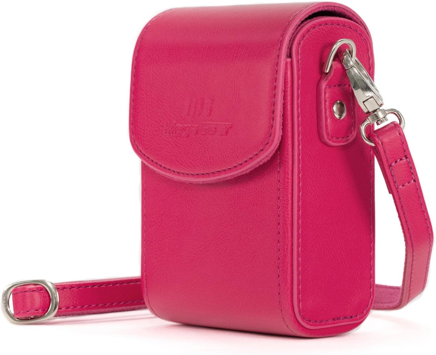 MegaGear Leather Camera Case with Strap compatible with Canon PowerShot G7 X Mark III, G7 X Mark II, G7 X - MG1255, Hot Pink