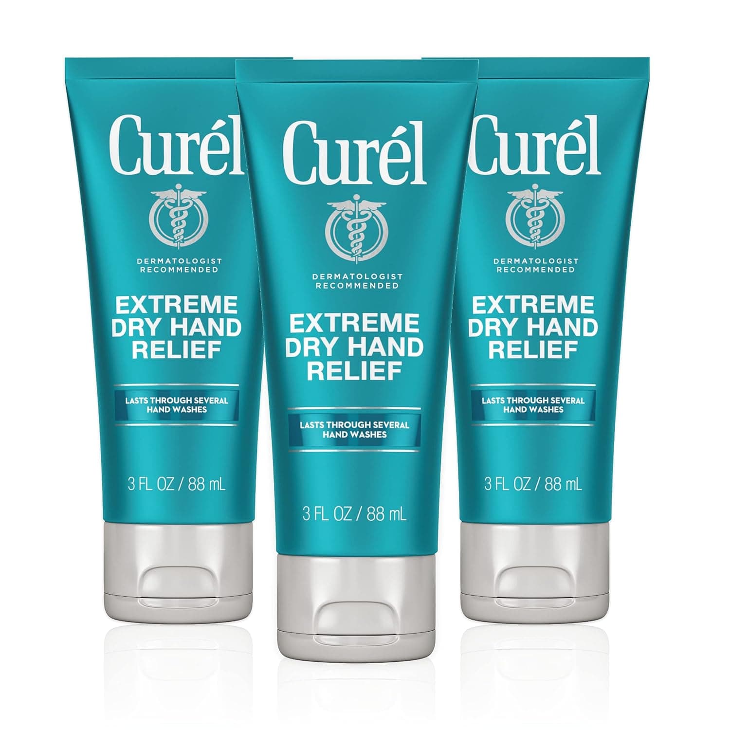Curl Extreme Dry Hand Cream, Travel Size Lotion for Dryness Relief, Easily Absorbed Hand Cream for Long-Lasting Relief after Washing Hands, with Eucalyptus Extract, 3 Fl Oz (Pack of 3)