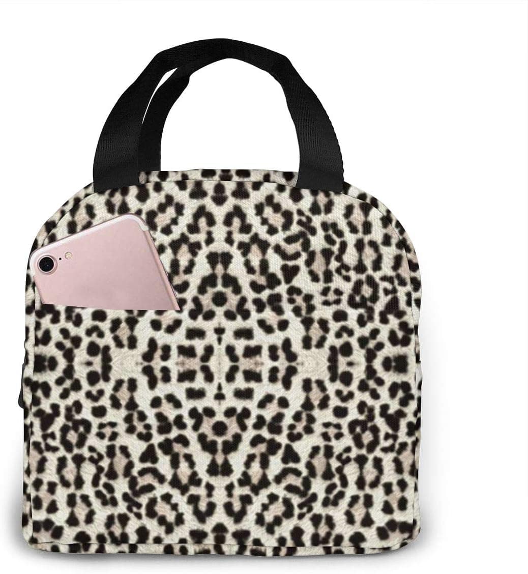 Portable Lunch Tote Bag Cute Snow Leopard Bigger and Better Lunch Bag Insulated Cooler Thermal Reusable Bag Lunch Box Handbag Bags for Women/Picnic/Boating/Beach/Fishing/Work