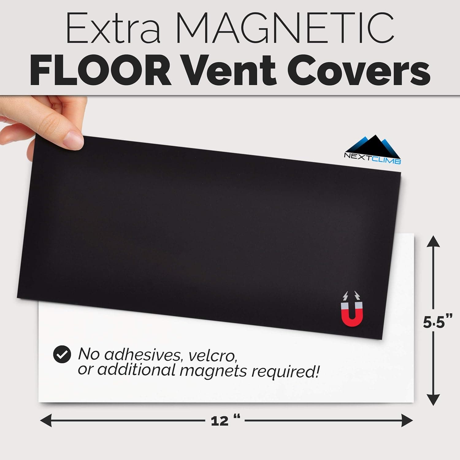 Magnetic Floor Vent Covers - Extra Magnetic Air Duct Vent Cover for Home Floor Grate - Rubber Heat Register Return Blockers for RV, House, AC, HVAC, Furnace Vents (1 Pack 5.5" x 12", White)