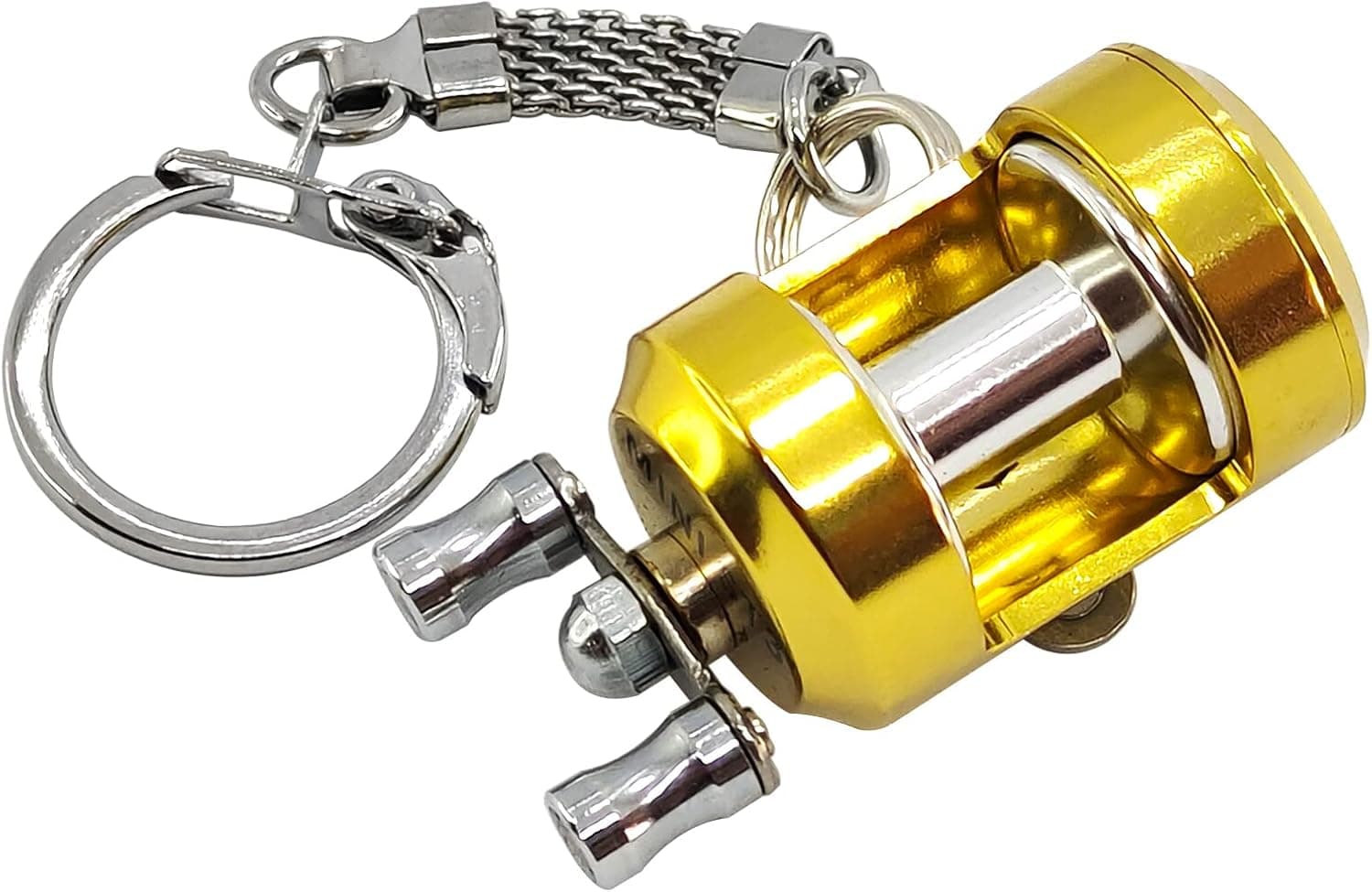 EMMRAGNO Fishing Reel Key Chain, Fun Metal Drum Reel Keychain Accessories, Exquisite Pendant Gift for Fishing Enthusiasts