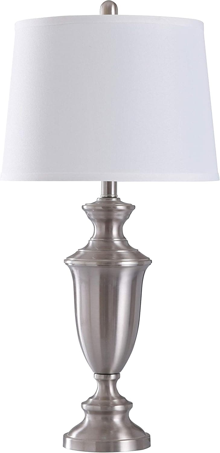 Collective Design L313581DSAM Josh, Brush Nickel, Brussels Off White Table Lamp