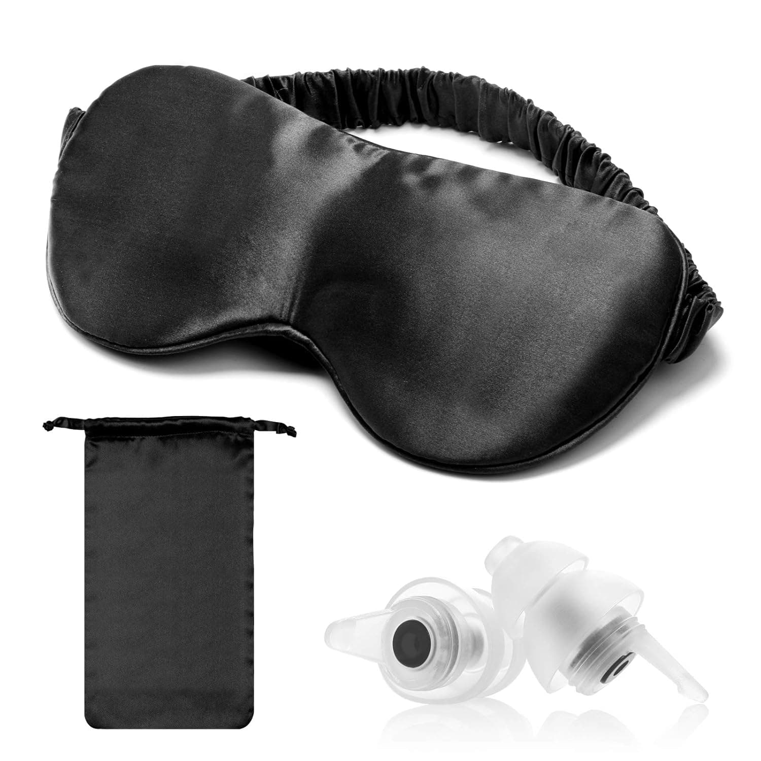 Silk Sleep Mask, 100% Mulberry 22 Momme Silk Eye Mask for Sleeping Women/Men, Soft & Comfortable Sleeping Mask with Earplugs and a Satin Travel Bag, Soft Eye Cover Eyeshade for Night,Nap