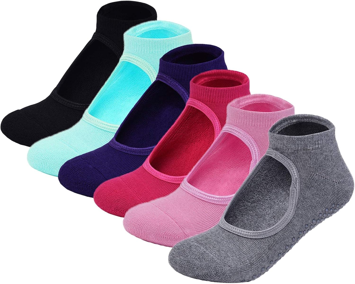wifreo Yoga Pilates Barre Ballet Socks for Women, Non Skid Slip Sticky Grippers Socks for Pilates Barre Workout