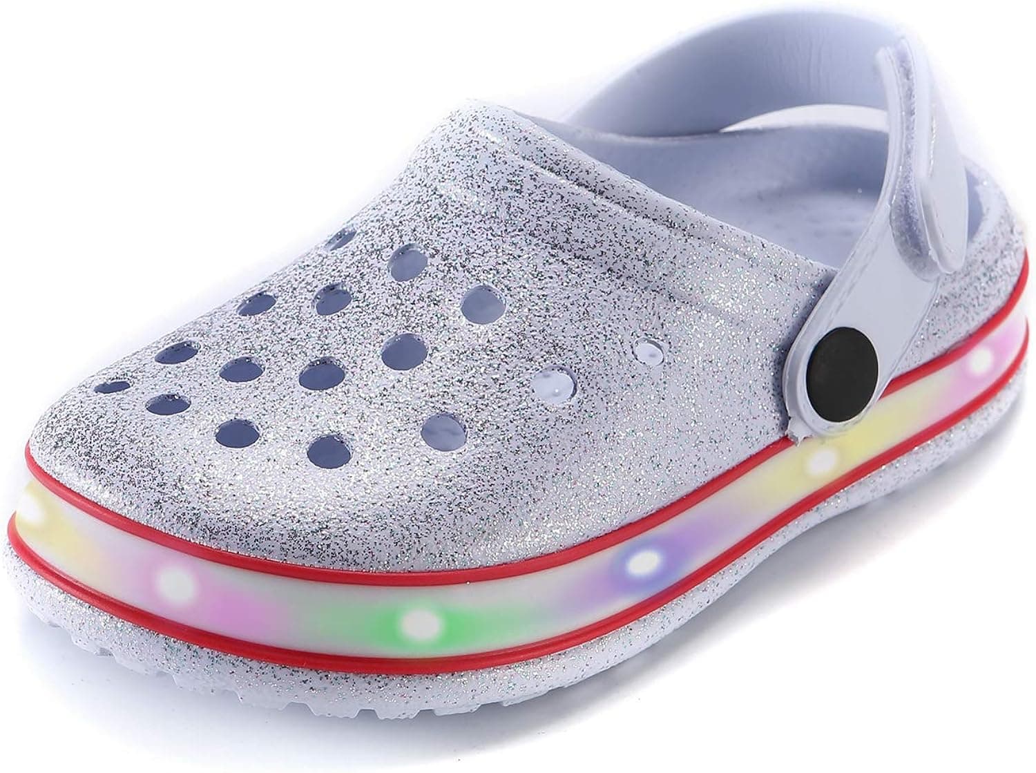 XPKWS Kids' Clogs LED Garden Shoes Boys Girls Mules Light up Sandals Slip on Lightweight Non-Slip