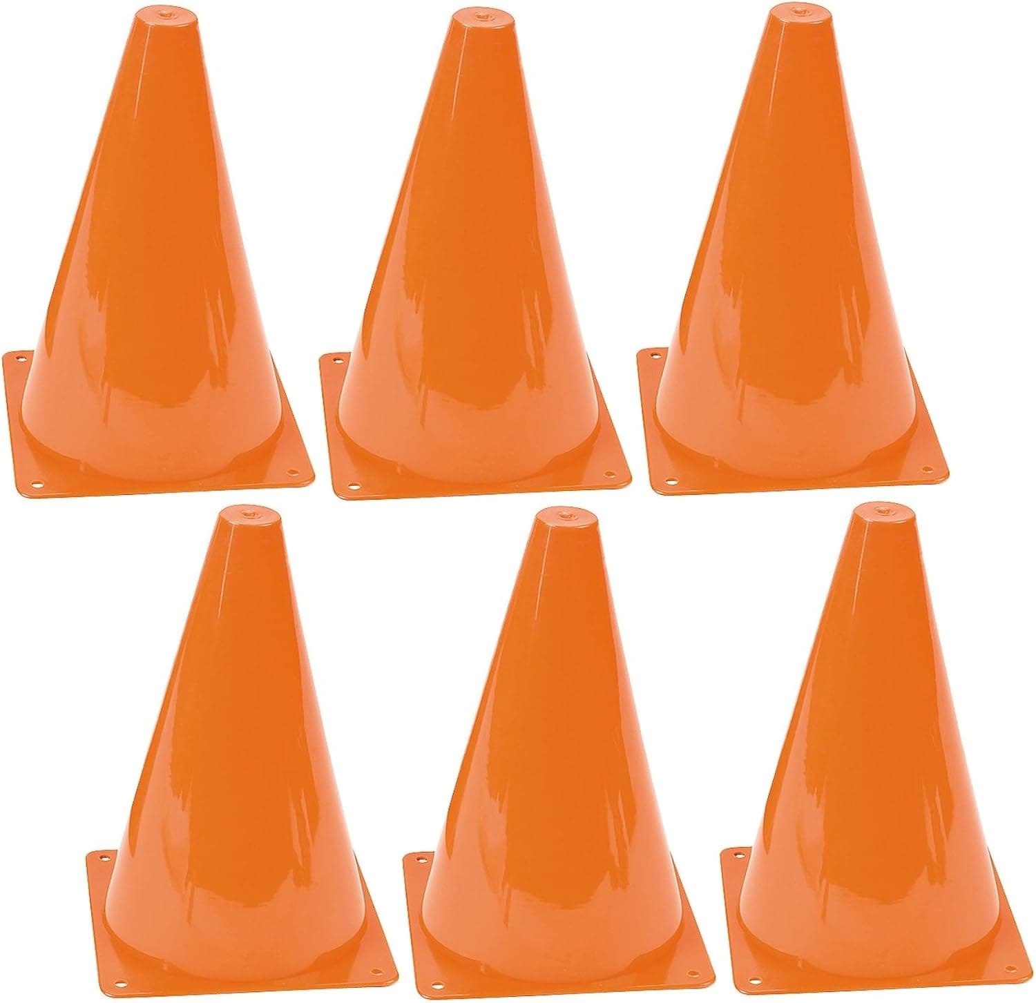 (6 Pack) Orange Plastic Traffic Safety Cones Sports Soccer Training Gear, 9-Inch