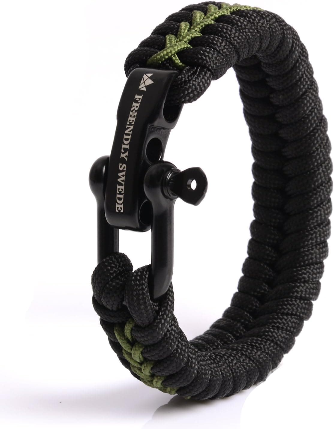 The Friendly Swede Paracord Survival Bracelet with Micro Cord and D-Shackle - Adjustable Size
