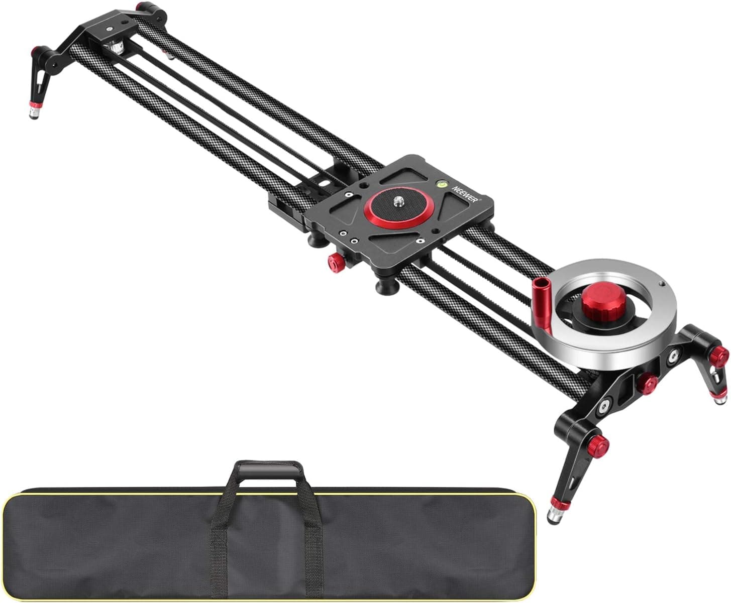 Neewer Camera Slider Video Track Dolly Rail Stabilizer: 31-inch/80cm, Flywheel Counterweight with Light Carbon Fiber Rails, Adjustable Legs, Carry Bag, DSLR Camera Camcorder Track for Filming