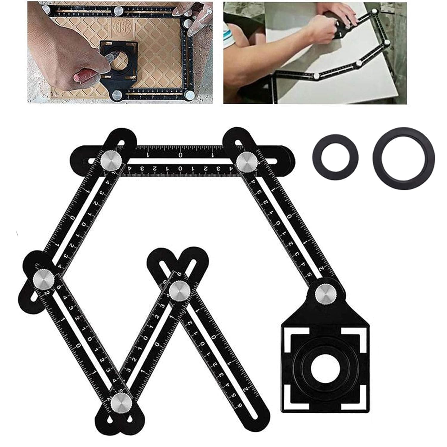 Multi Angle Tool,Multi Angle Measuring Ruler,6-Sided Angle Measurement Tool,Multi Angle Aluminum Alloy Measuring Ruler,Multifunctional Measuring Ruler,Layout Tool for Handymen, Builders, Craftsmen.