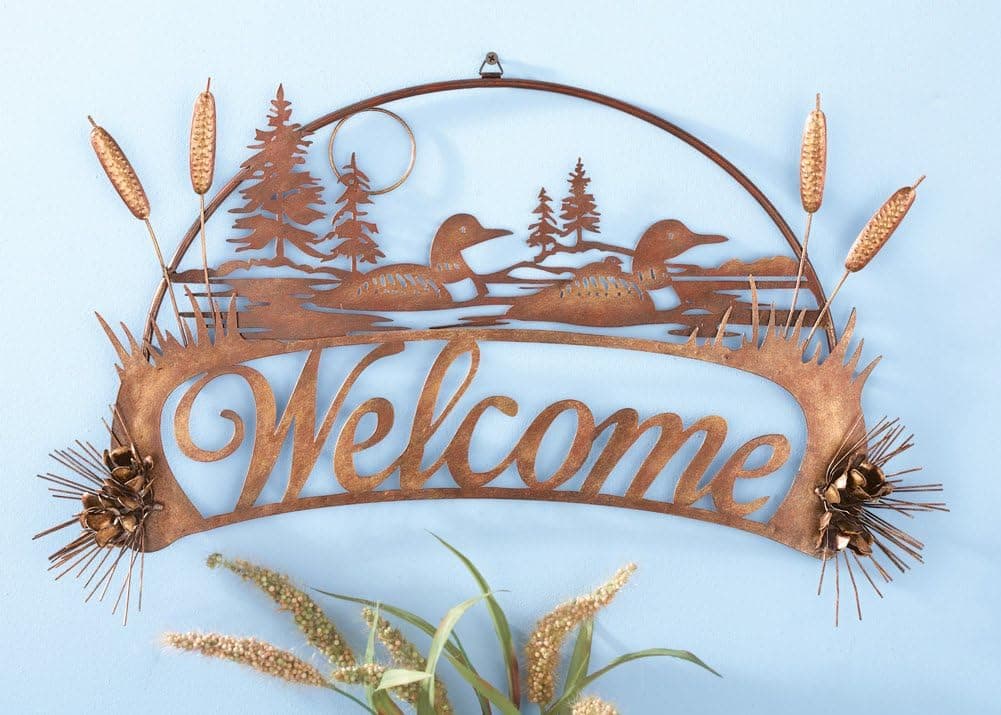 Loons Welcome Sign Metal Wall Decor