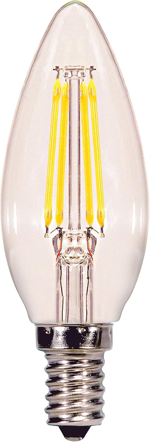 Satco 21708-4.5W B11 LED Clear Candelabra base 2700K 350 Lumens 120V 3-Pack Blunt Tip LED Light Bulb
