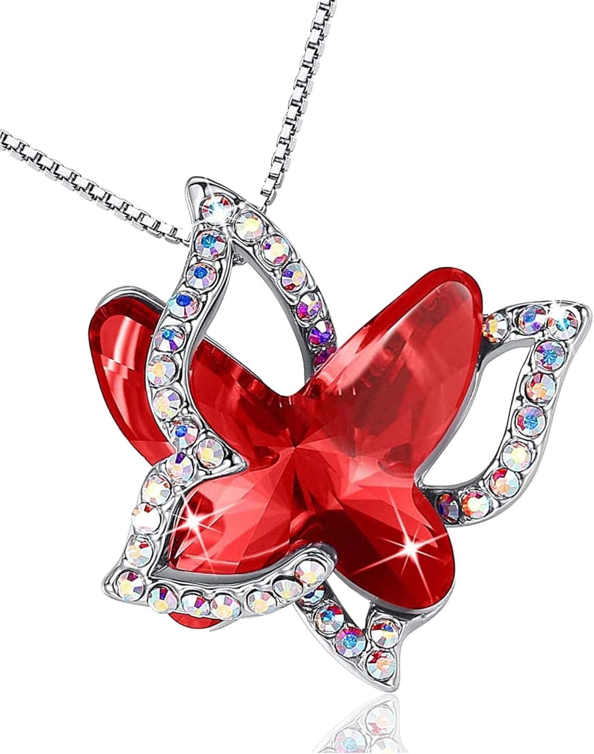 ZENXURY Butterfly Crystal Pendant Necklaces for Women Girls, Silver Tone Crystals Jewelry Gifts for Women Girls Wife Girlfriend on Christmas, Valentine's/Mother's Day, Anniversary, Birthday Gifts