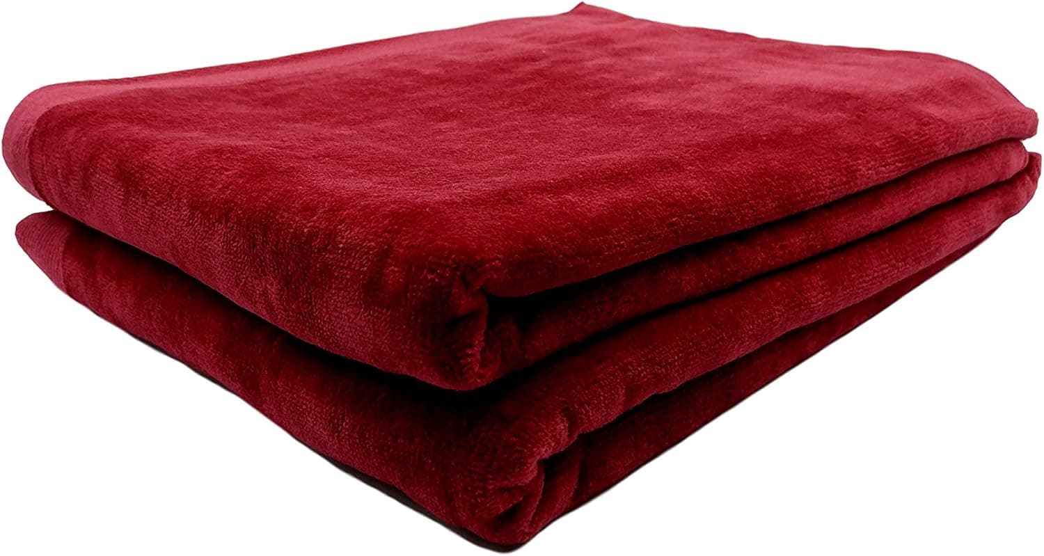 BY LORA Terry Cotton Beach Towels, Burgundy, Set of 2