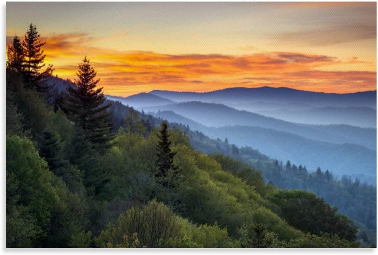 xiaoyanyan Great Smoky Mountains National Park Sunrise Canvas Art Poster and Wall Art Picture Print Modern Family Bedroom Decor Posters 12x18inch(30x45cm)