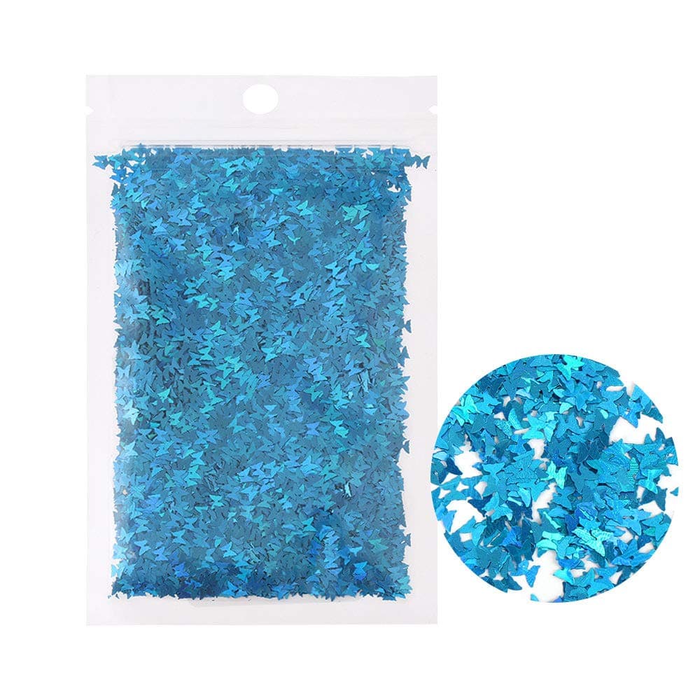 Butterfly Nail Art Sequins Glitter, 10 Grams Holographic Iridescent Mermaid Nail Supplies | Sparkle Nail Glitter Flakes Confetti for Acrylic Nail Art, Eye Makeup, DIY Decoration(blue)