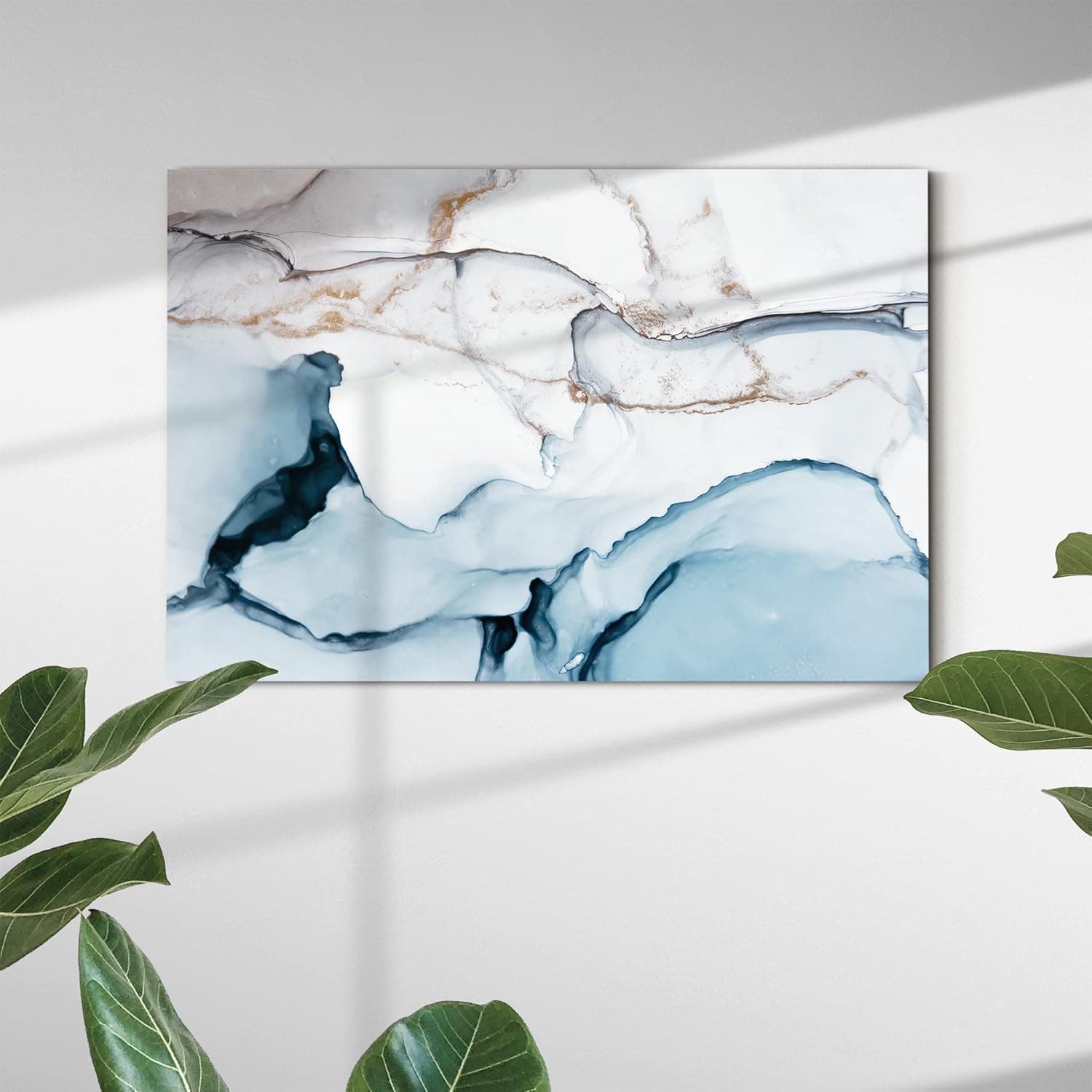 Abstract wall art White granite, wall art, wall art for living room, canvas wall art, blue wall art, blue art, canvas wall art, blue decor, marble wall art (Single panel:40x30)