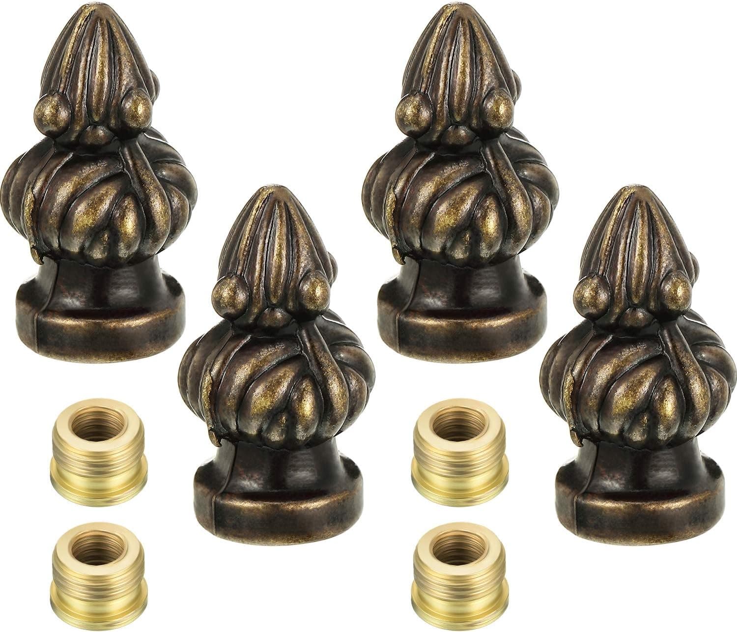 4 Pack Lamp Finial Cap Knob Antique Brass Lamp Finial Thread 1-3/8 inch High Retro Finial Decorations