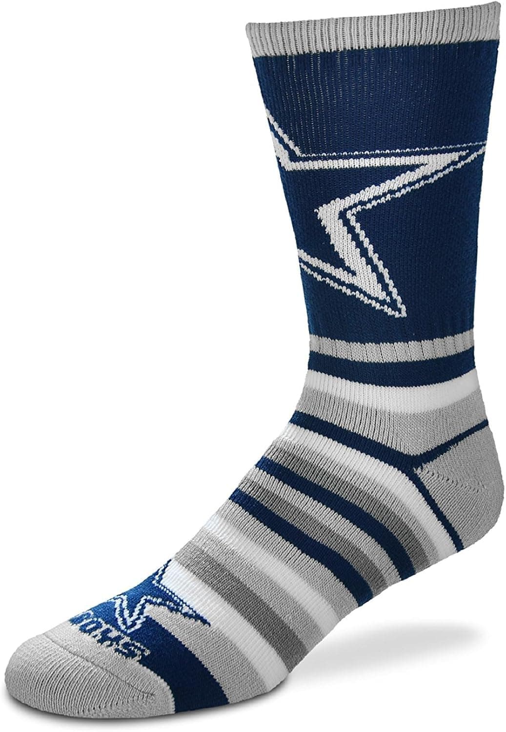 For Bare Feet Lotta-Stripe Men's Crew Socks Mens - Dallas Cowboys (Large)