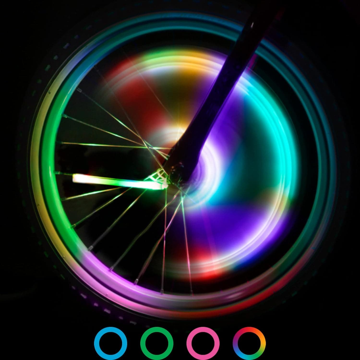 SpinBrightz LED Bike Spoke Wheel Light Tubes, 3 Pack - Bright Colorful Bicycle Lights for Riding at Night - Flashing or Constant Modes - Attach in Minutes - Great for Kids, Boys, Girls Adults