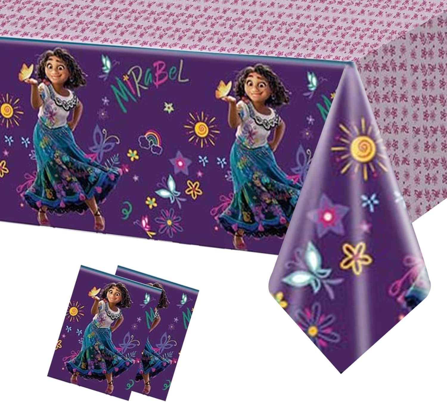 通用 2pc Magical Movie Birthday Tablecloth,Flower Table Cover for Girls Birthday Party Decoration Supplies