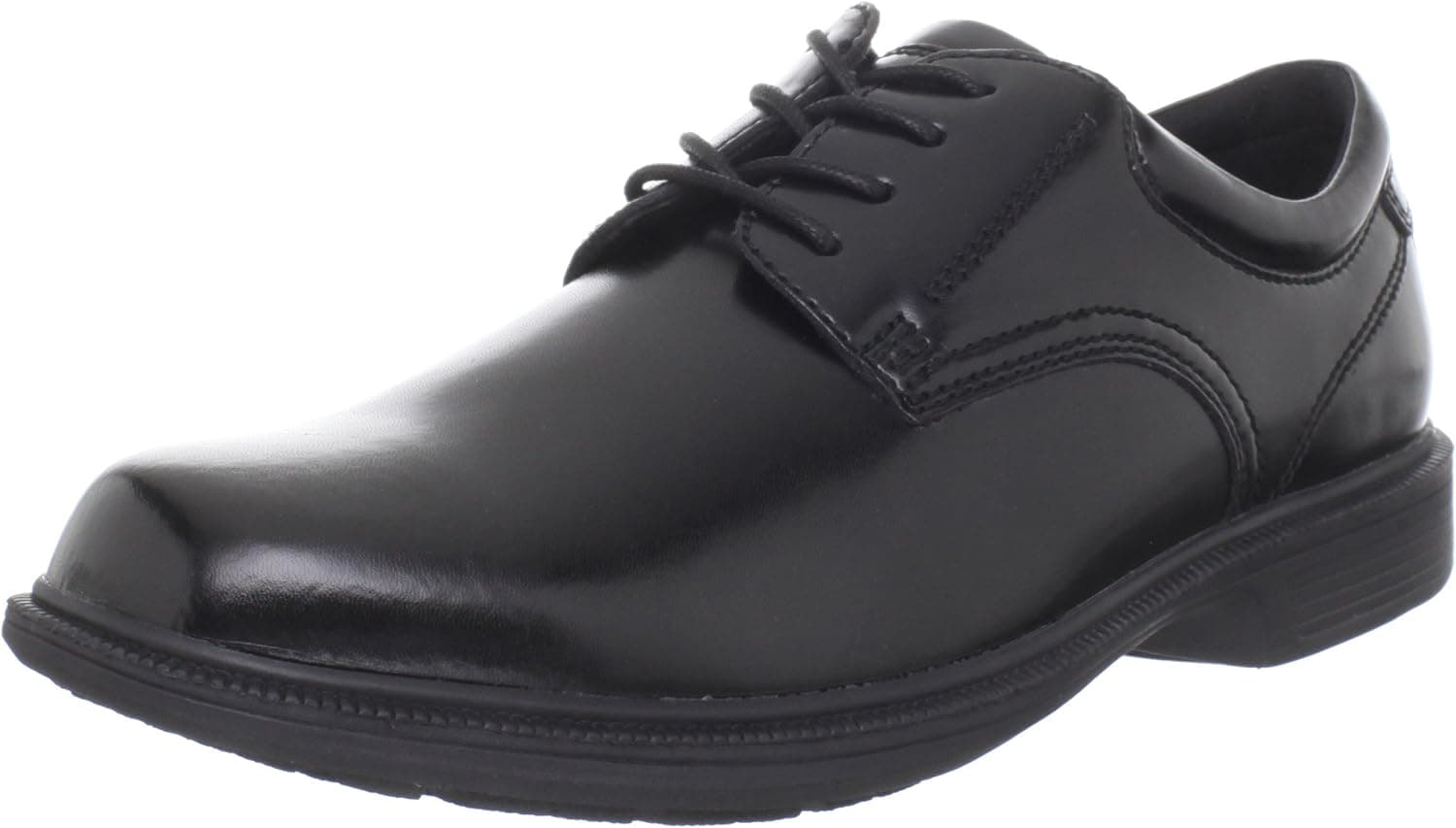 Nunn Bush Men's Baker Street Plain Toe Oxford Lace Up with KORE Slip Resistant Comfort Technology, Black, 12