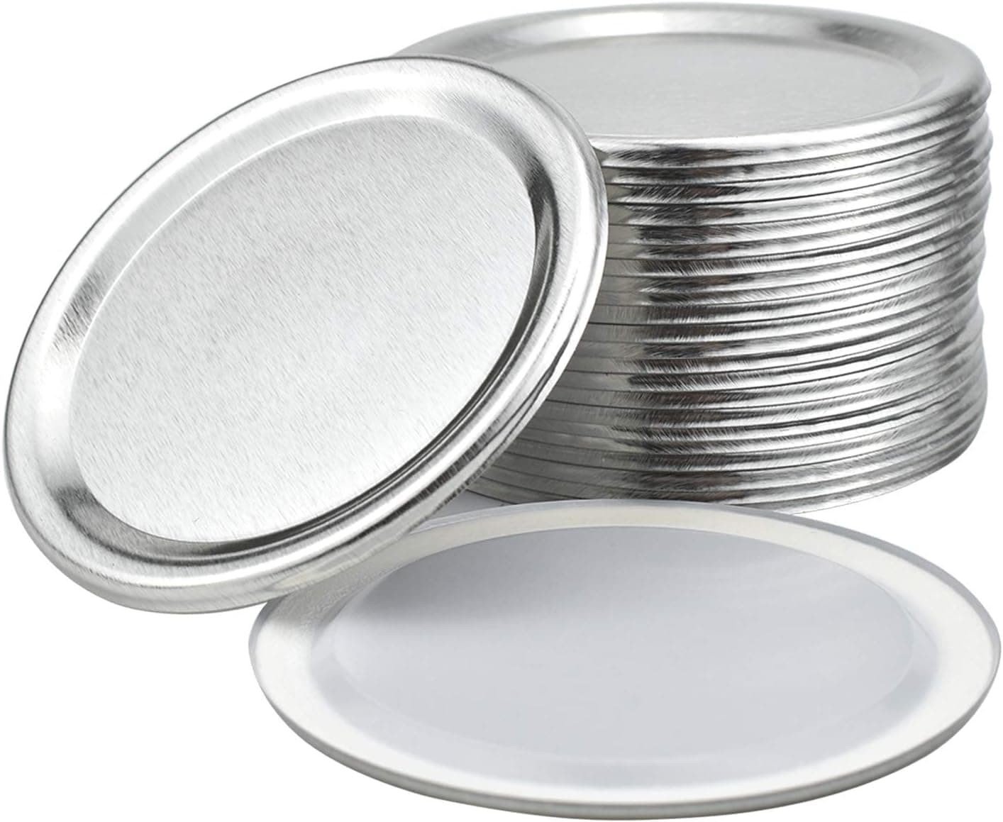 ZUQIN 24 PCS Reusable Canning Lids Regular Mouth Bulk, Used For Food Preparation,Silver Leak Proof Mason Jar Lids (Regular, Lids)