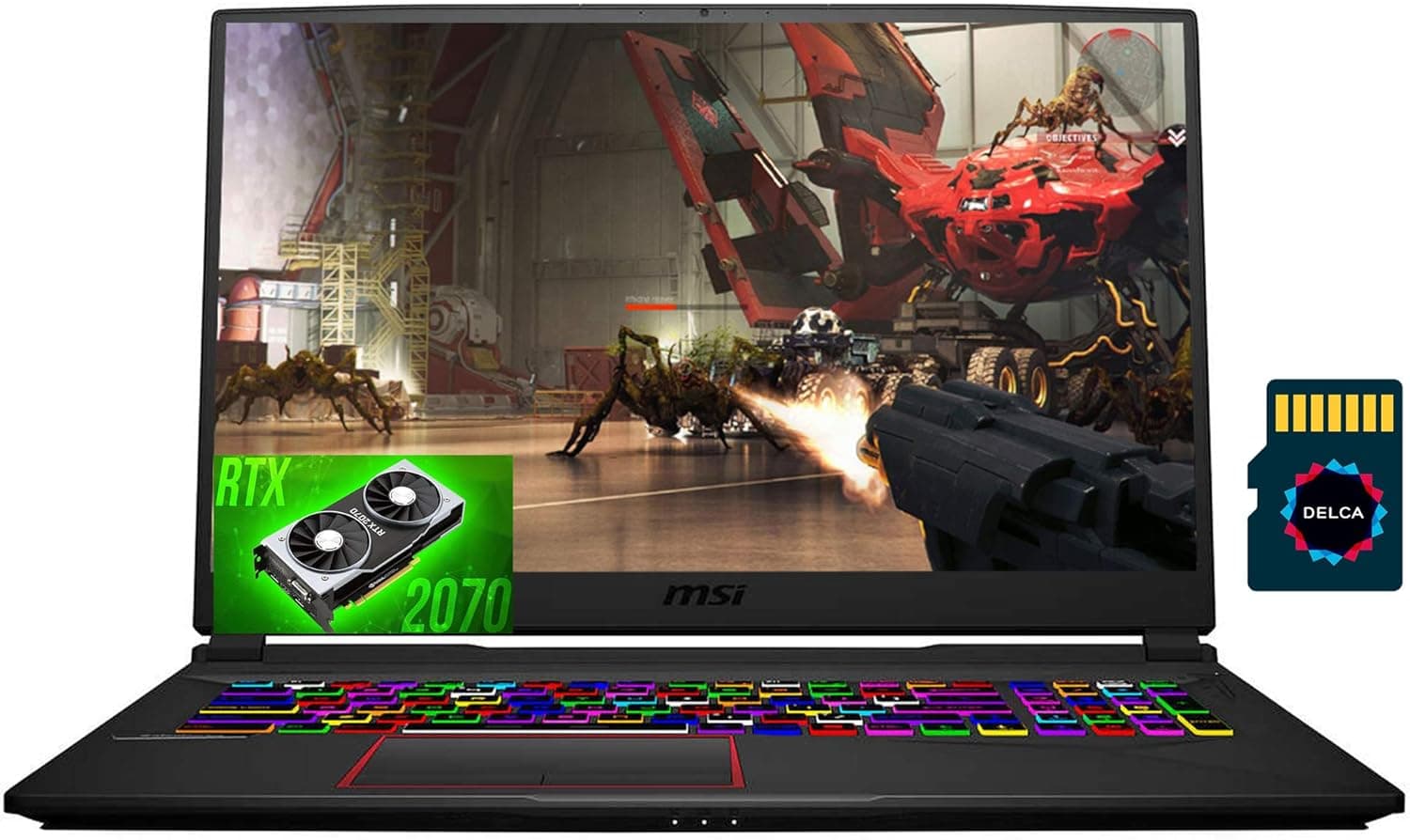 MSI GE75 Raider 17 Gaming Laptop I 17.3" FHD IPS 144Hz I Intel Hexa-Core i7-10750H I 16GB DDR4 512GB SSD 1TB HDD I RTX 2070 8GB RGB Backlit Webcam Win 10 + 32GB Micro SD Card