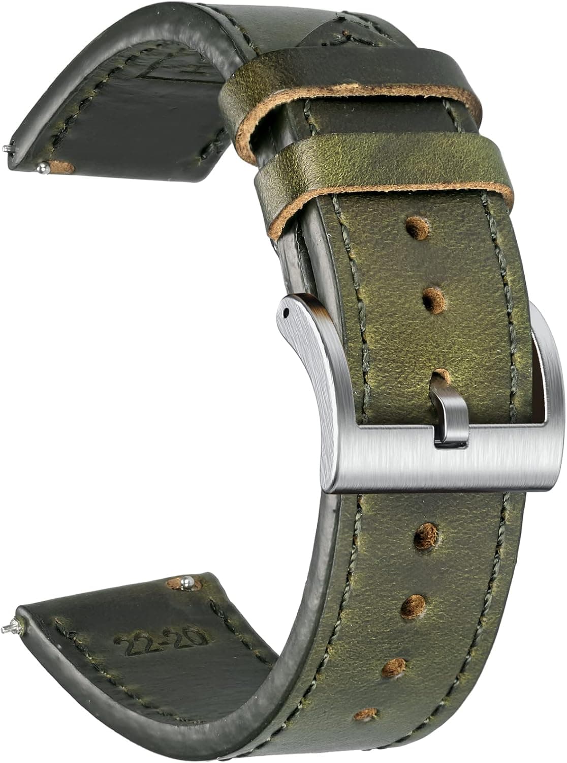 hemsut h Leather Watch Straps, Horween Leather Quick Release Replacement Watch Bands for Men or Women Tranditional or Smart Watches 18mm 20mm 22mm
