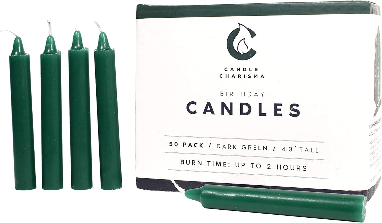 Spell Candles for Chimes, Rituals, Birthday Party, Congregation and Religious Service 50 Pack (Dark Green)