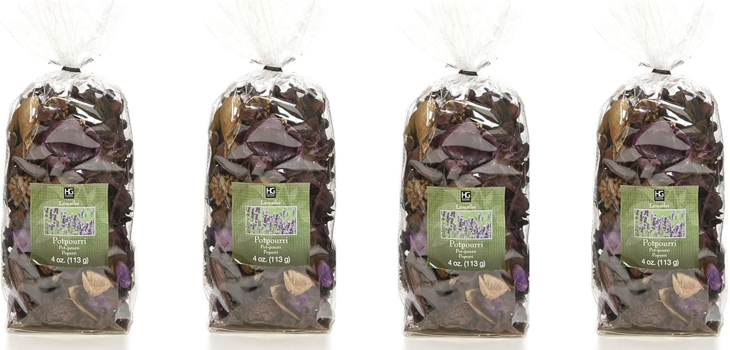 Hosley's Lavender Potpourri - Set of 4/4 oz Each. Value Pack Bulk Buy. Infused with Essential Oils. Ideal Gift for Weddings, Spa, Reiki, Meditation Settings O4