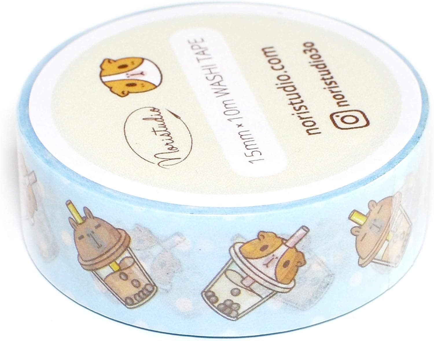 Guinea Pig and Capybara Shape Bubble Tea Washi Tape
