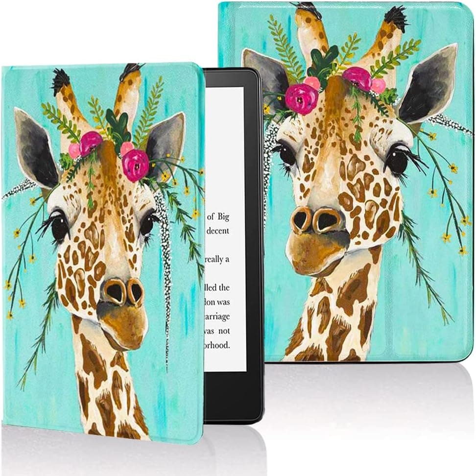 Pudazvi All-New Kindle Case for 6"(11th Generation 2022 Release Model C2V2L3)(NOT fit Paperwhite or Oasis) Ultra Thin and Lightweight Smart Protective PU Leather Cover with Auto Sleep/Wake,Giraffe