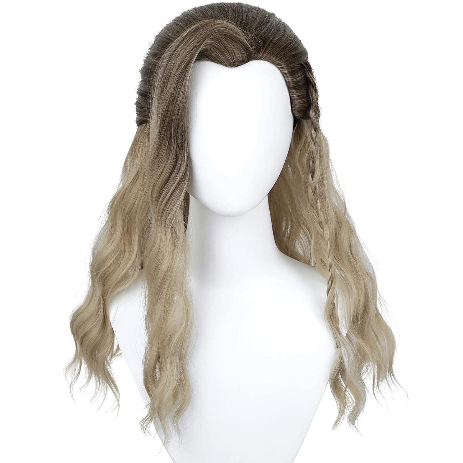 Uniquebe Men Brown Mixed Wig, Long Curly Brown Heat Resistant Synthetic Hair Wig + Wig Net Cap for Halloween Costume Party Movie Cosplay