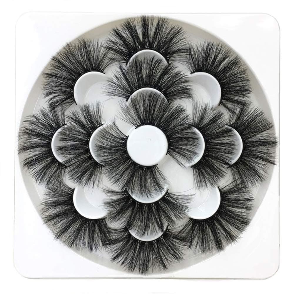ARRIVEOK SKONHED 7 Pairs Long Handmade False Eyelashes 25mm Lash 8D Faux Mink Lash Extension Woman' Fashion Wispy Fluffy Hair Dramatic(8D-005)