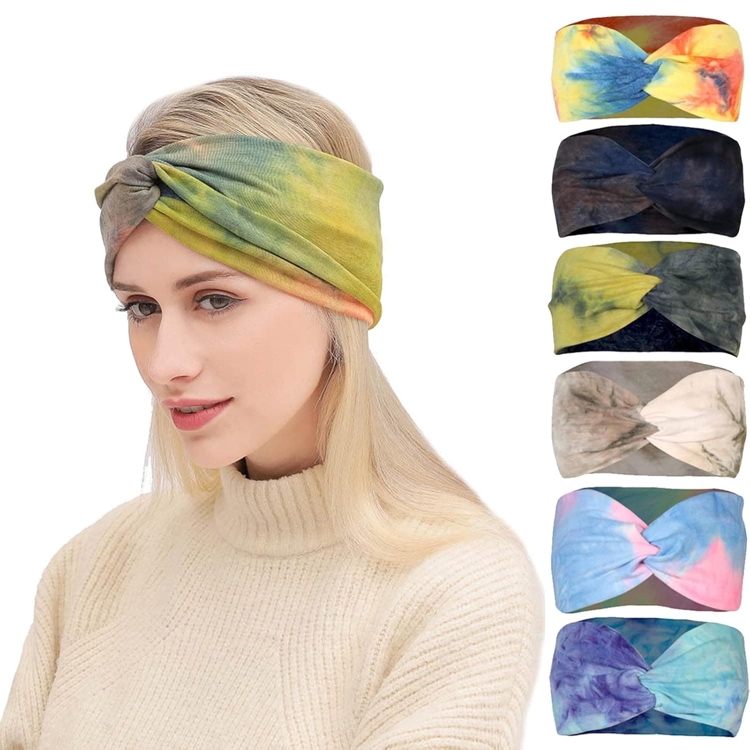 Headbands for Women,Elastic Boho Headbands for women Bandana Headbands for Running Yoga Non Slip Stretchy Womens Headbands Sweat Head Bands Workout Headbands Fashion Bands for Girls(Pack 6pcs)