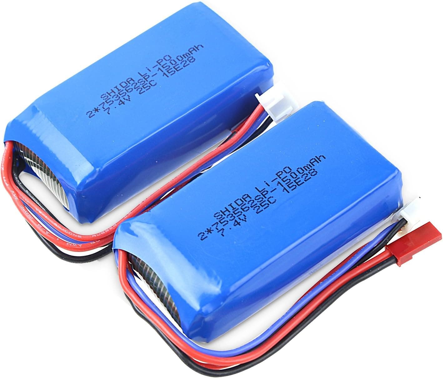 Coolplay 7.4V 1500mAh Lithium Battery Replacement for L959 L969 WLtoys -Pack of 2