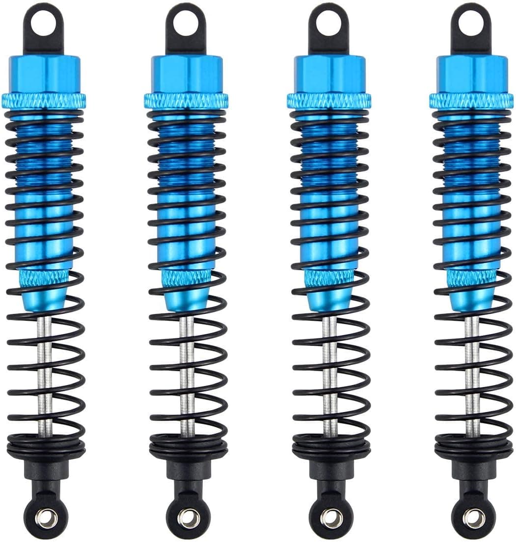 Hosim Aluminum 108mm Shock Absorber, Front & Rear Adjustable Assembled Spring Damper for 1:10 RC Cars HSP,Redcat Volcano EXP/EXP PRO Volcano S30 Monster Truck Upgraded Hop-up Parts Blue 4PCS…